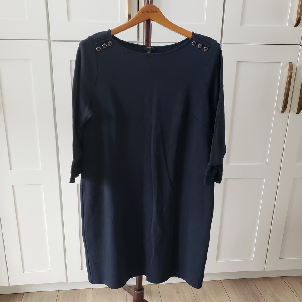 Talbots Dress Womens 1X Navy Jersey Shift